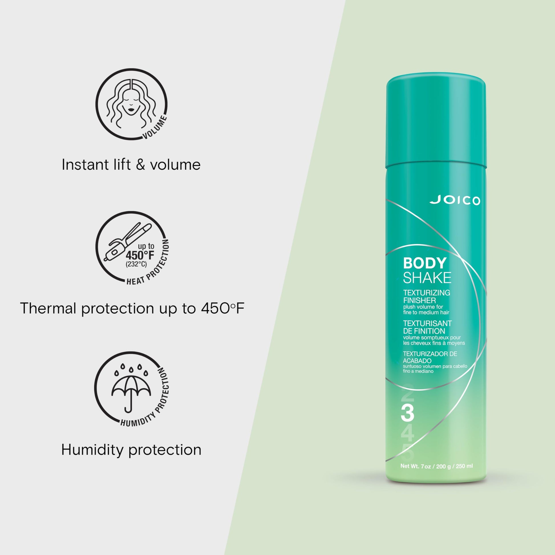 Joico body shake product label showing instructions and paraben free claim