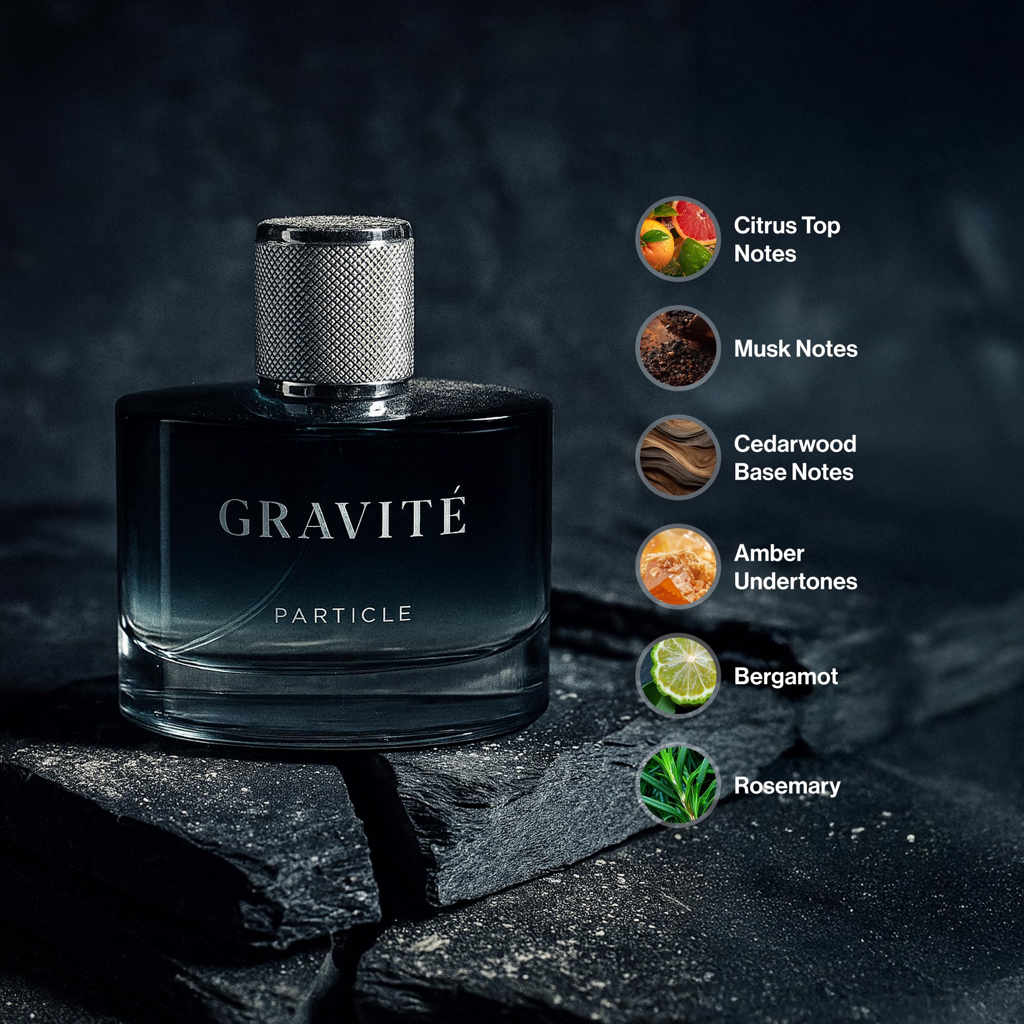 Particle Gravité cologne packaging box and bottle