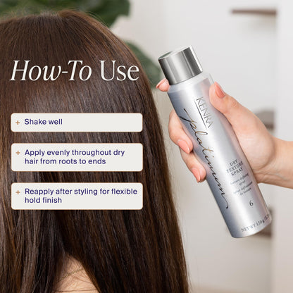 Authentic USA imported Kenra professional hair spray bottle displaying ingredients and usage directions