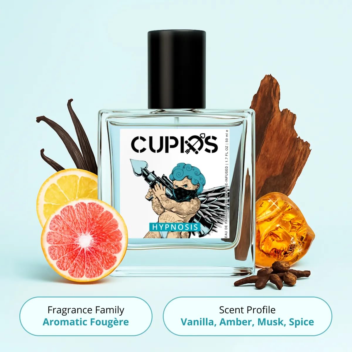 Cupids Hypnosis 2.0 pheromone fragrance box packaging