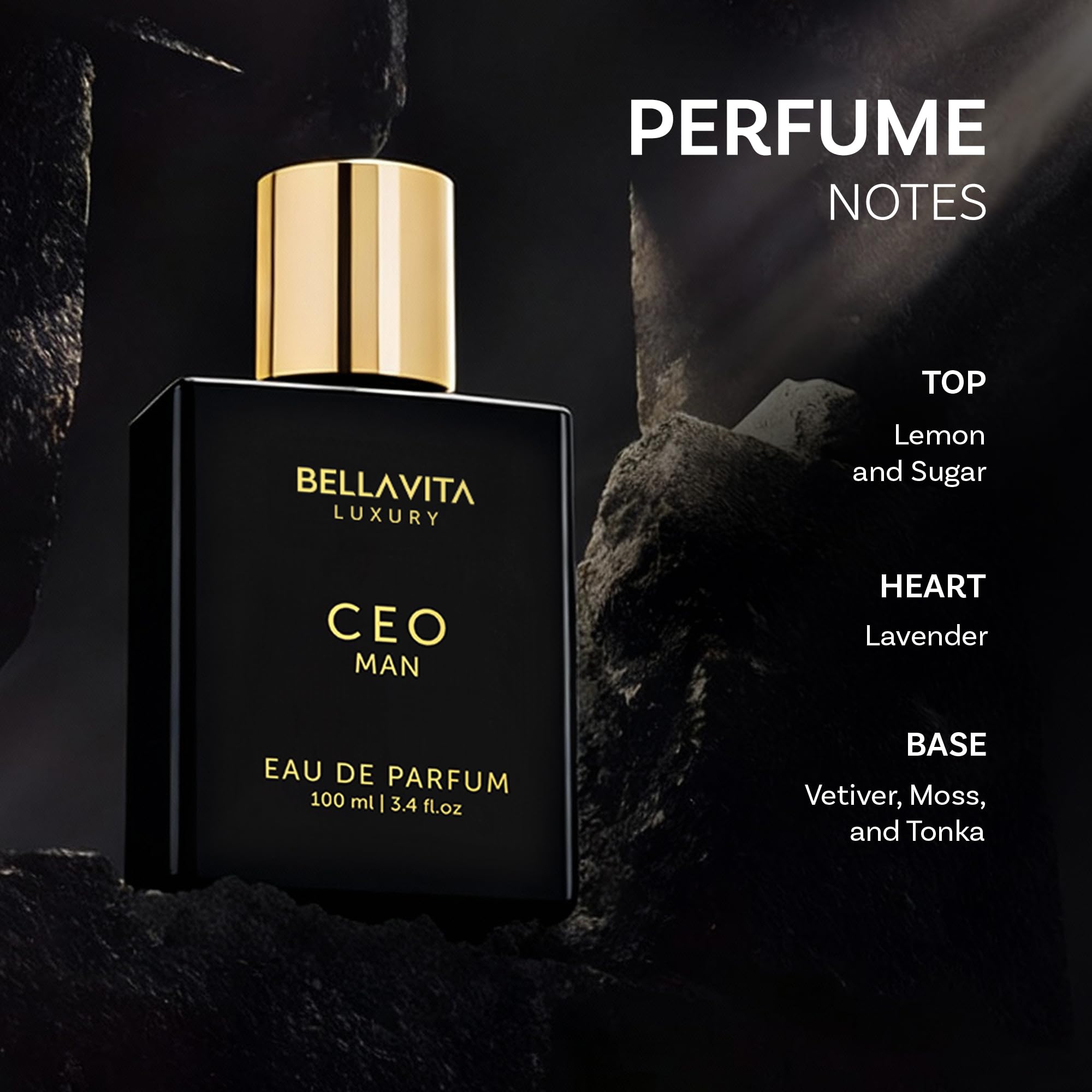 Close up of Bella Vita Luxury CEO Man fragrance packaging