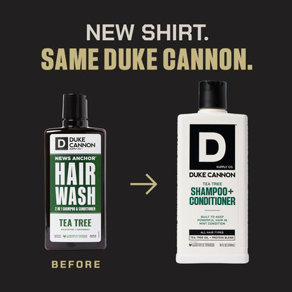 Duke Cannon Tea Tree hair wash for scalp stimulation