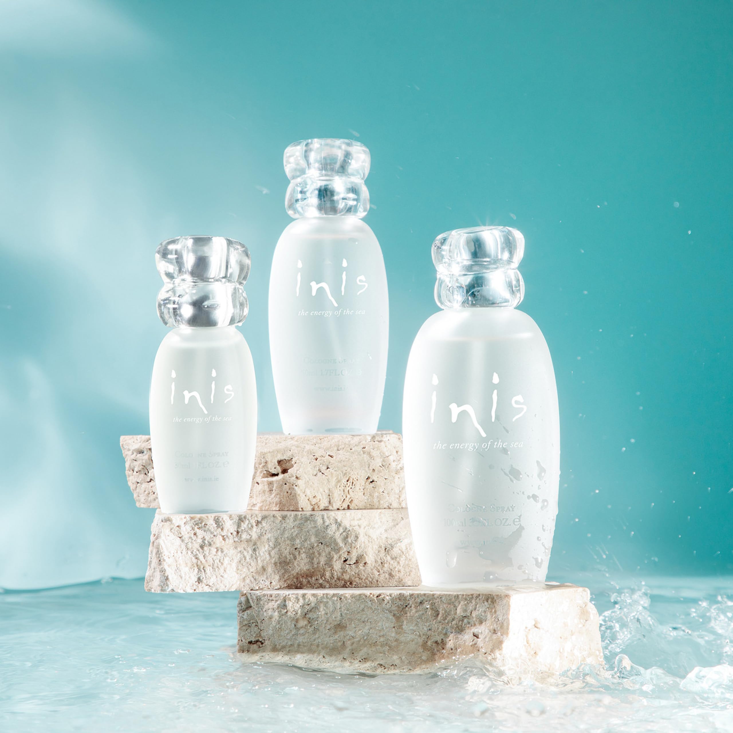 Imported Irish coast inspired fragrance bottle highlighting the zesty lemon and aquatic notes.