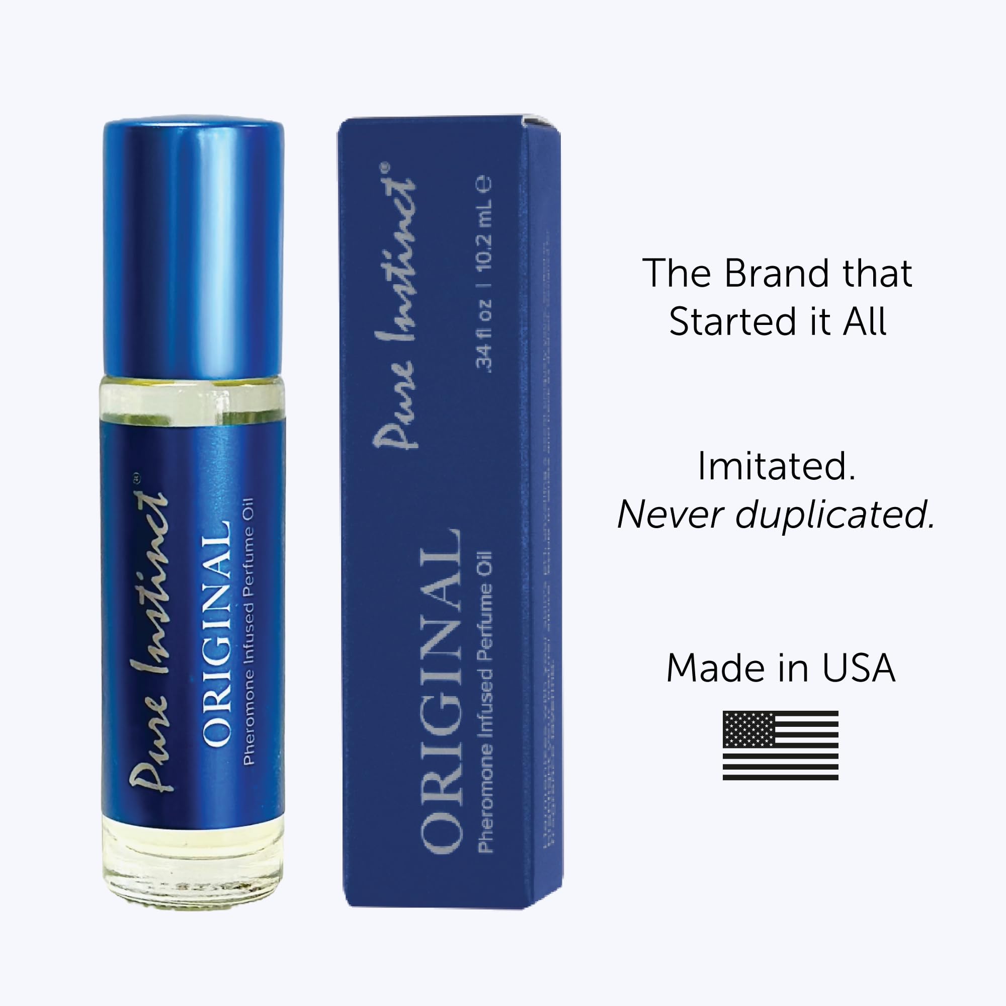 Pure Instinct travel friendly zero point three four fluid ounce rollerball packaging
