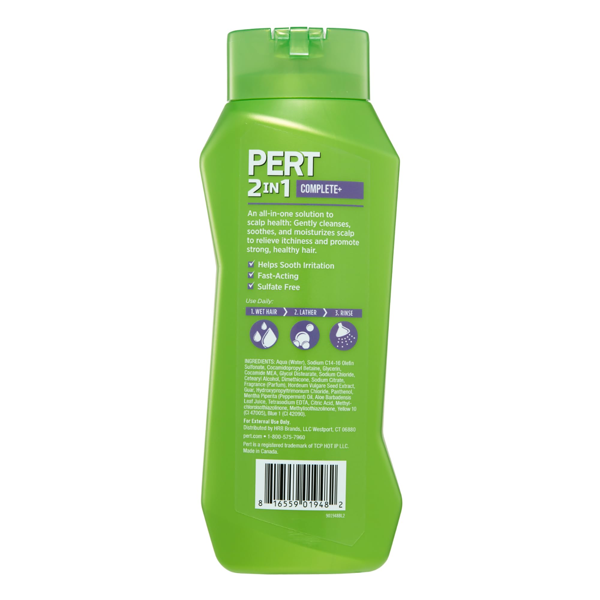 Pert 2 In 1 Complete Plus hair care bottle for itchy scalp