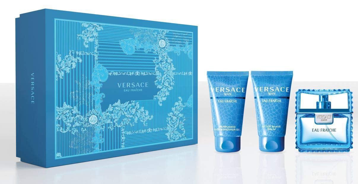 Authentic imported Versace luxury men's gift collection including Eau de Toilette and bath gel bottles