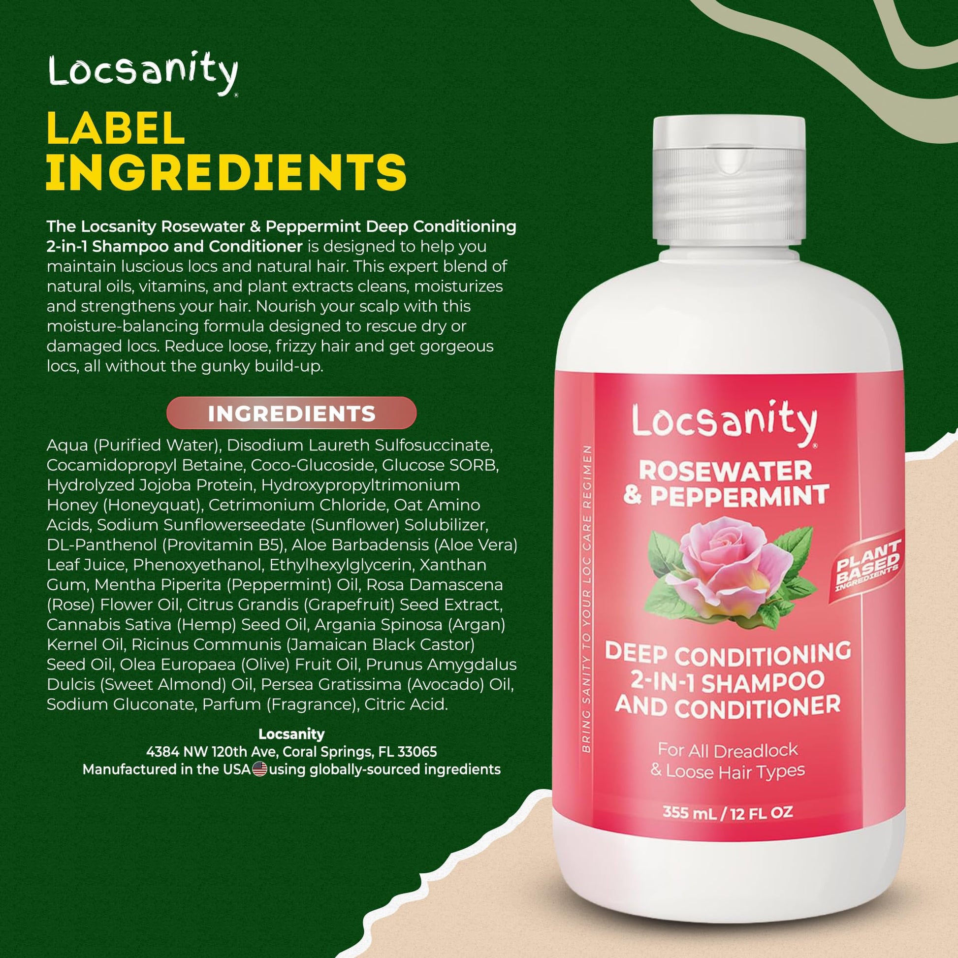 Locsanity moisturizing shampoo and conditioner packaging detail