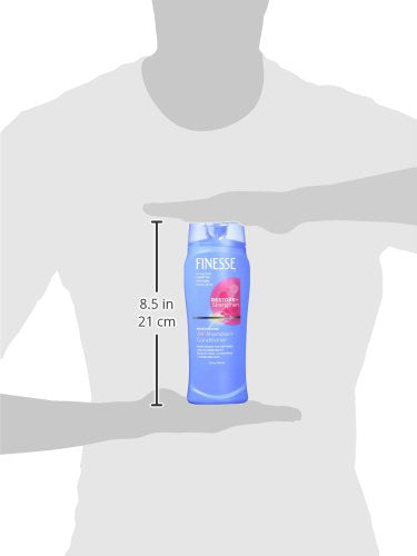 USA imported Finesse Moisturizing two in one shampoo and conditioner bottle showing active protein ingredients