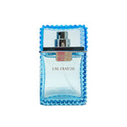 Versace Man Eau Fraiche designer cologne showing authentic blue glass detail