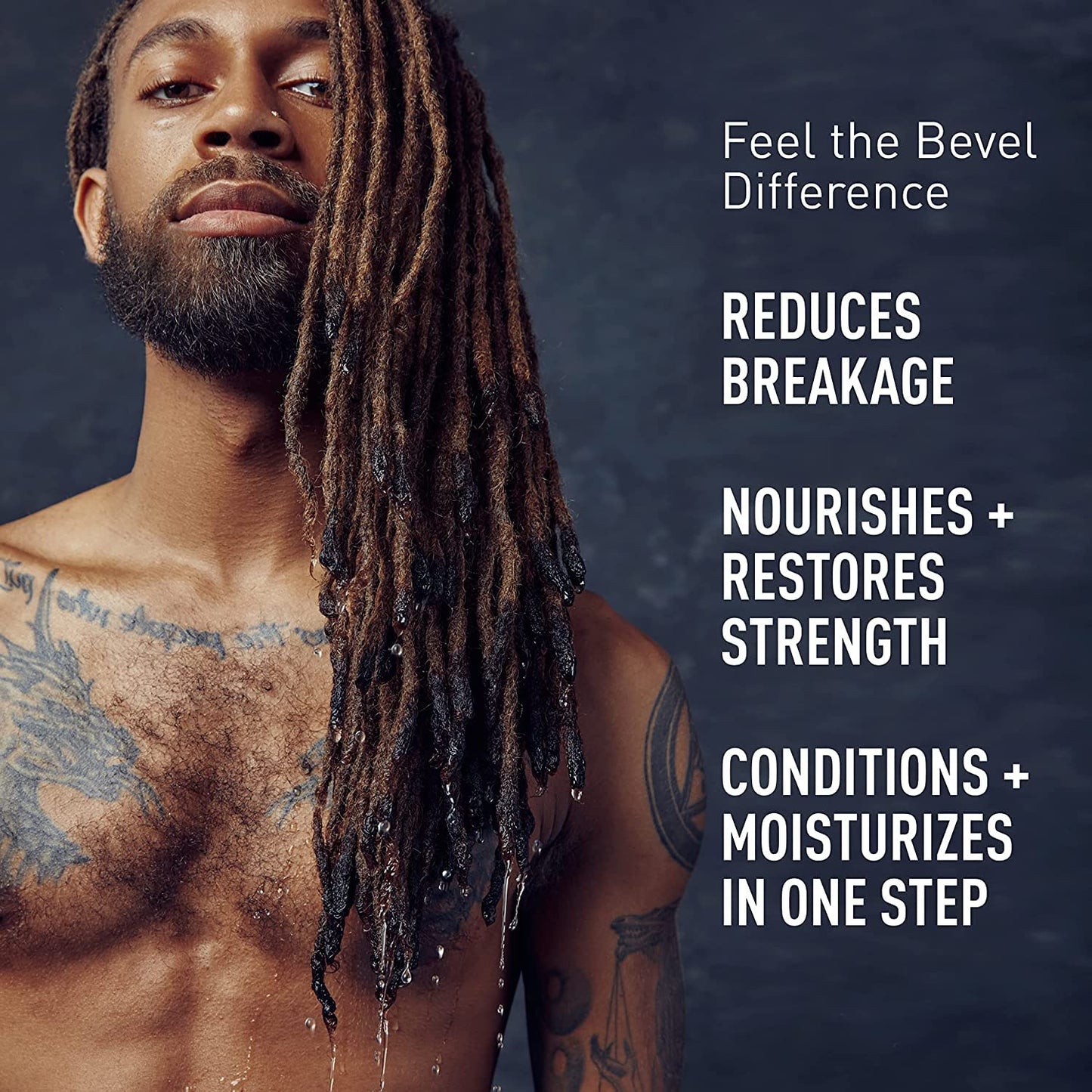 Side profile of Bevel shampoo and conditioner for textured hair