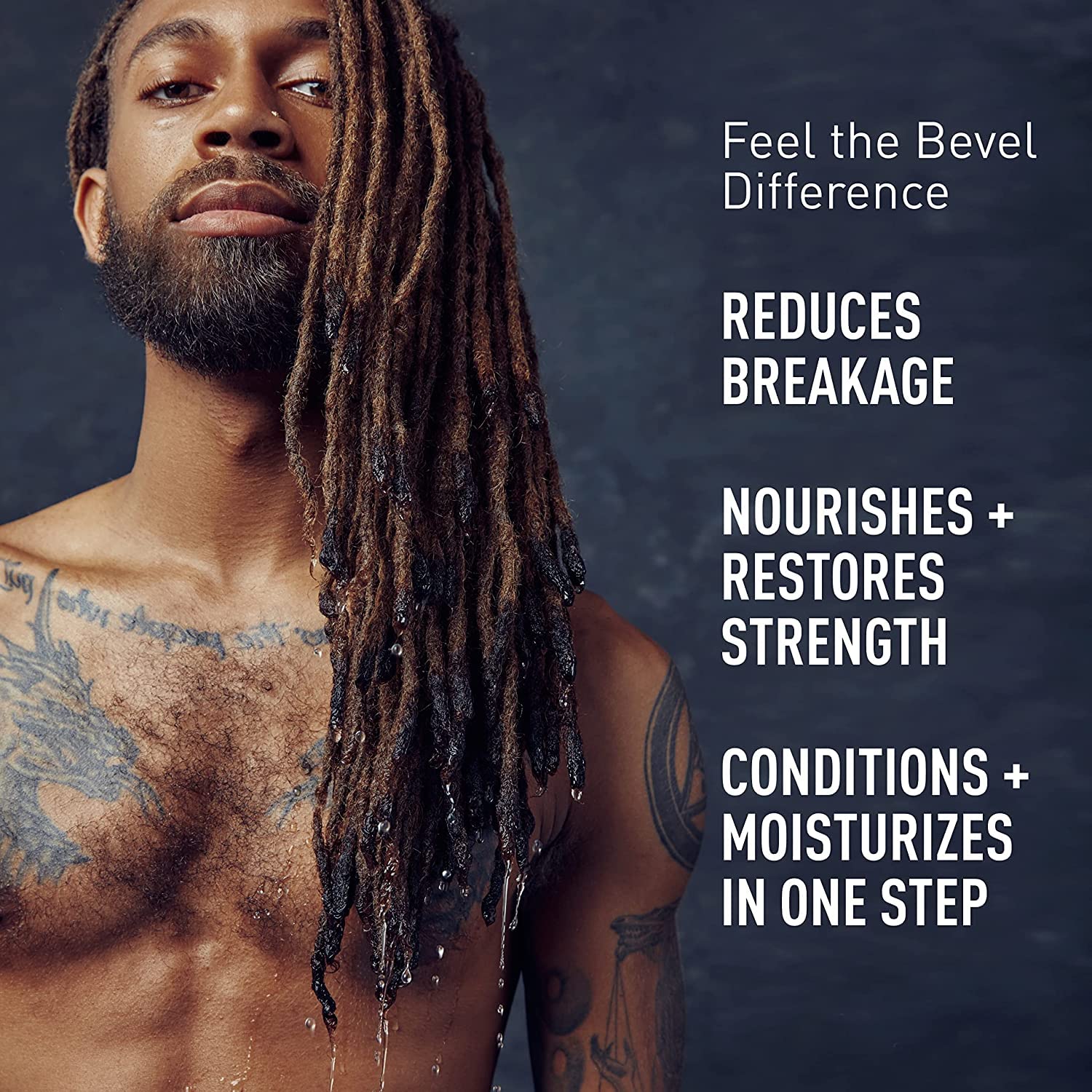 Side profile of Bevel shampoo and conditioner for textured hair