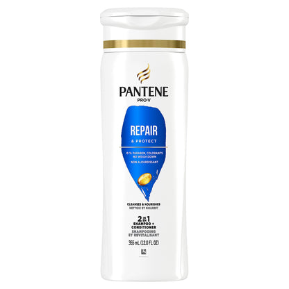 Side view of Pantene 12.6 fluid ounce shampoo bottle