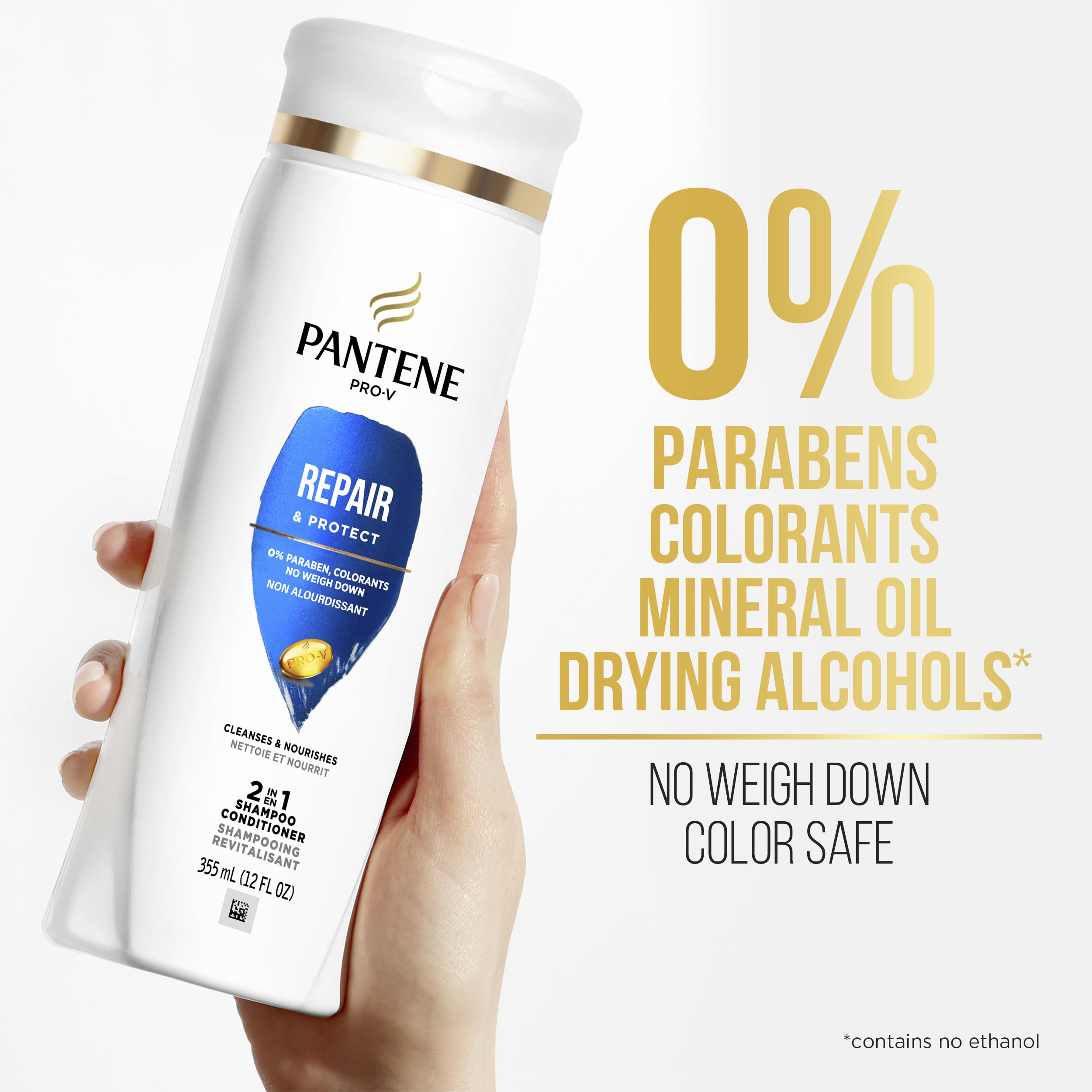 Back of Pantene shampoo bottle showing ingredients