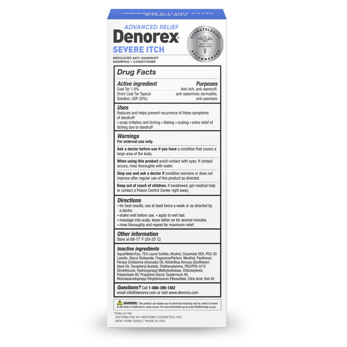 Denorex therapeutic anti-dandruff shampoo container