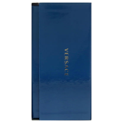 Versace Eau Fraiche set displayed elegantly to show the scale of the pouch, travel bottle, and full size cologne.