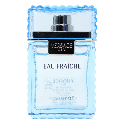 Compact pocket sized Versace designer fragrance splash bottle profile view