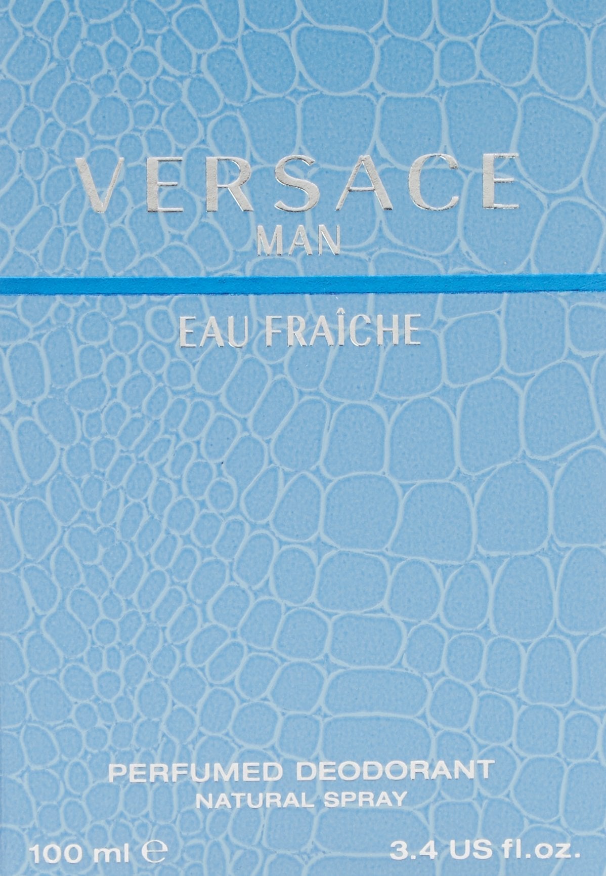 Versace blue luxury men's body spray bottle packaging close up