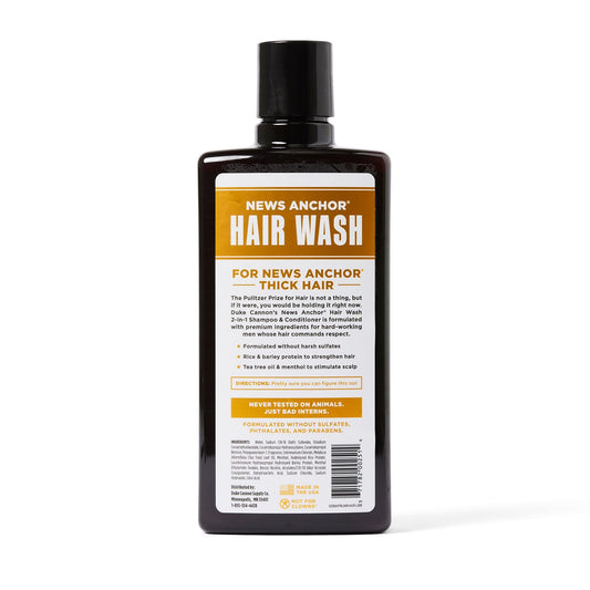 Duke Cannon News Anchor 2-in-1 hair care product details label