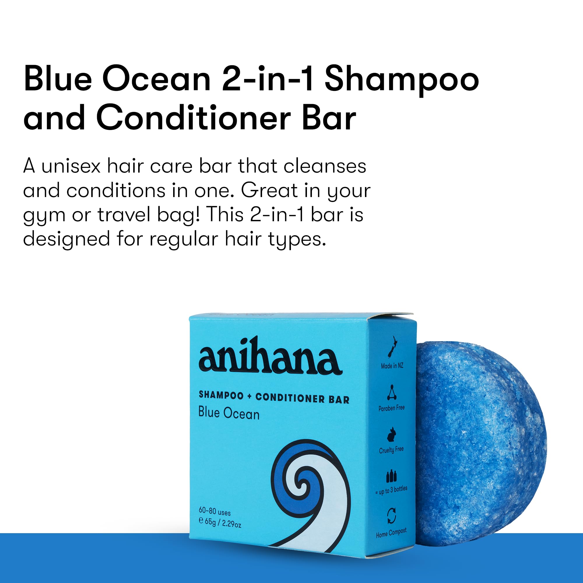 Anihana Blue Ocean hair bar showing travel friendly packaging