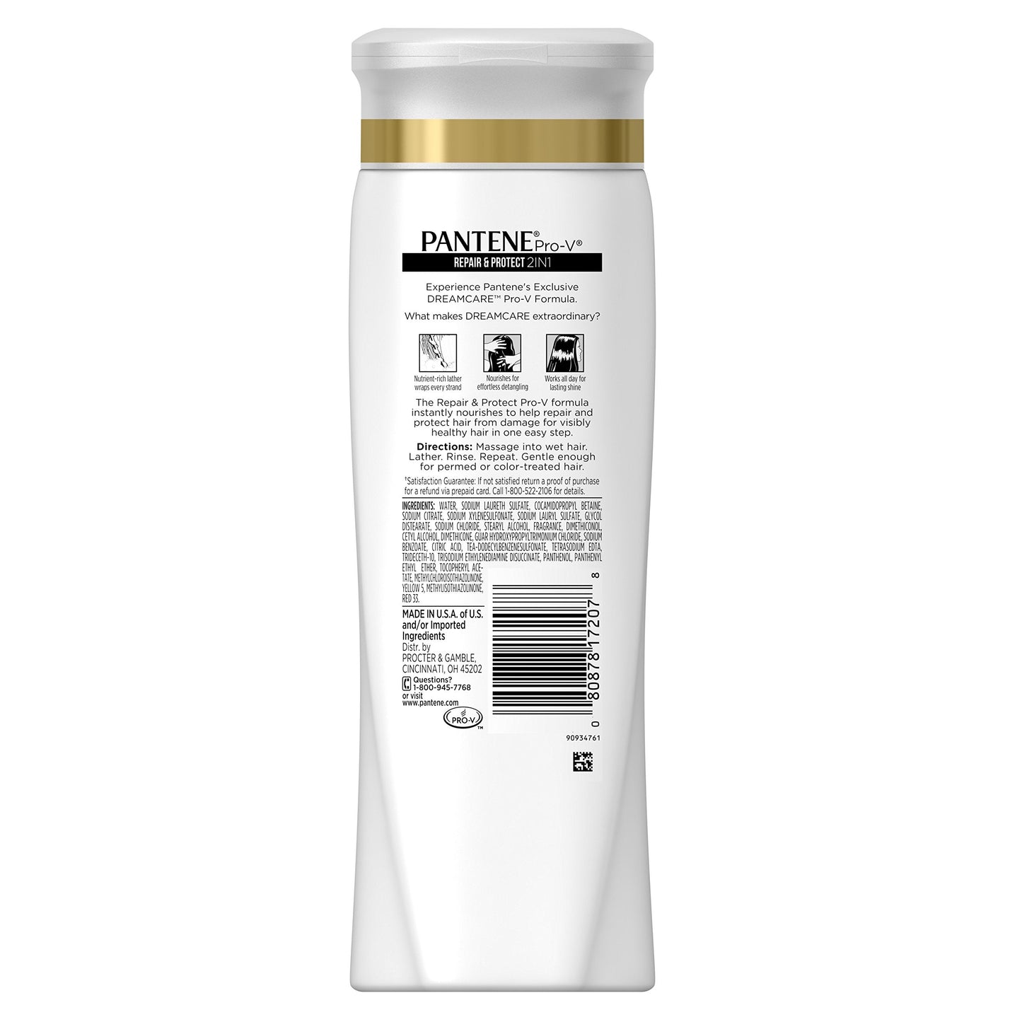 Pantene Pro-V Repair and Protect 2 in 1 Keratin formula showcasing product benefits and design