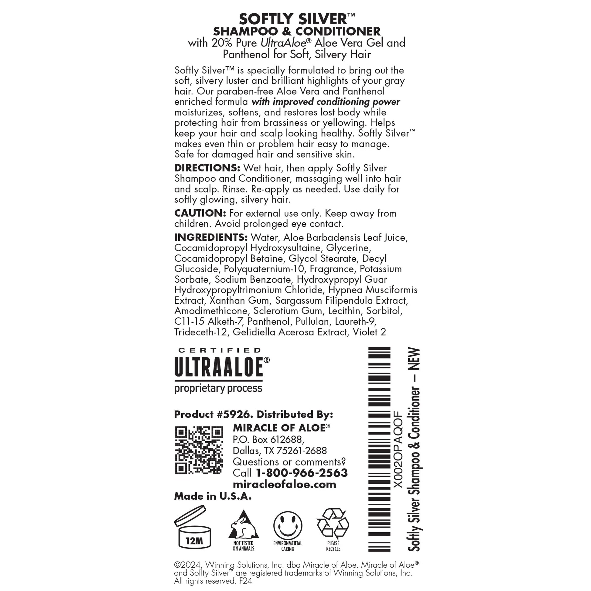 Miracle of Aloe purple shampoo showing 20 percent UltraAloe label