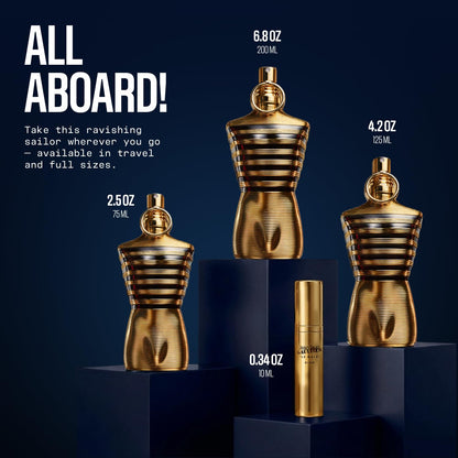 Jean Paul Gaultier Le Male Elixir display with outer tin container