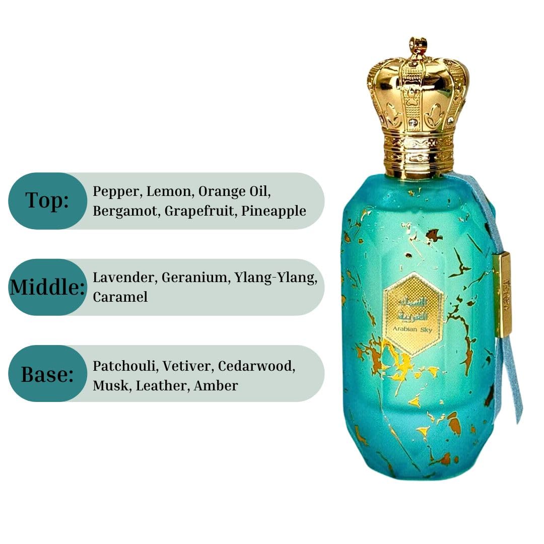 Armaf Eter Arabian Sky EDP spray bottle showcasing the detailed golden cap design