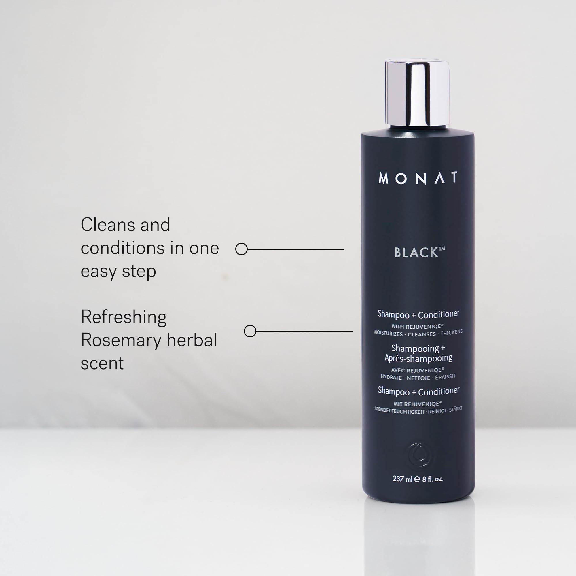 MONAT for Men multi benefit hair care bottle standing upright on a clean studio background