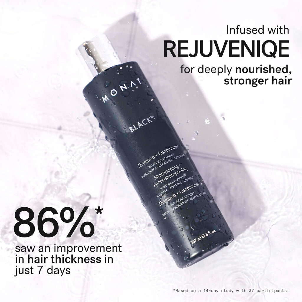 Authentic imported MONAT Black hair regrowth shampoo and conditioner for premium grooming