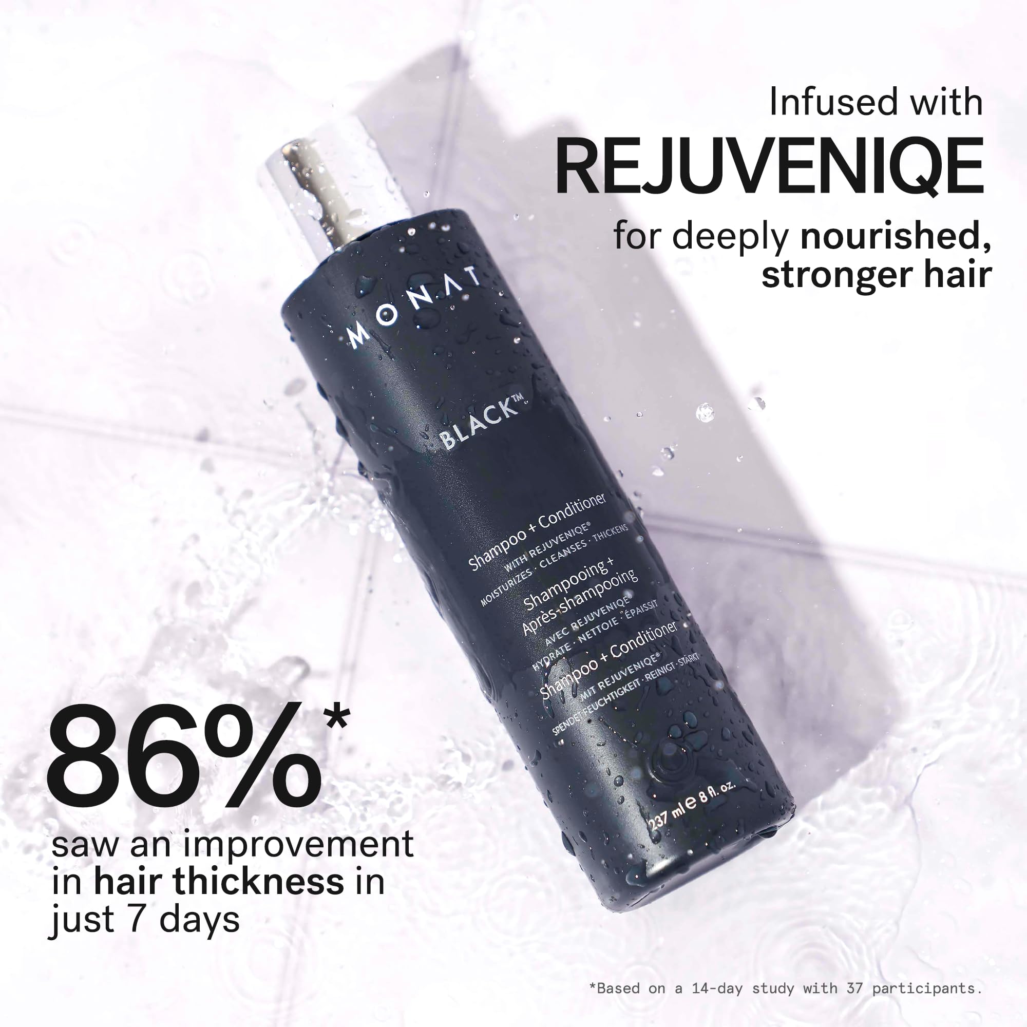 Authentic imported MONAT Black hair regrowth shampoo and conditioner for premium grooming