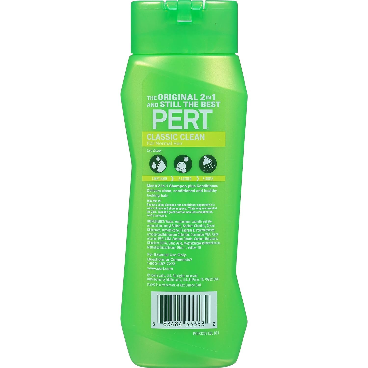 Pert Plus 13.50 Ounce bottle showing flip top cap detail