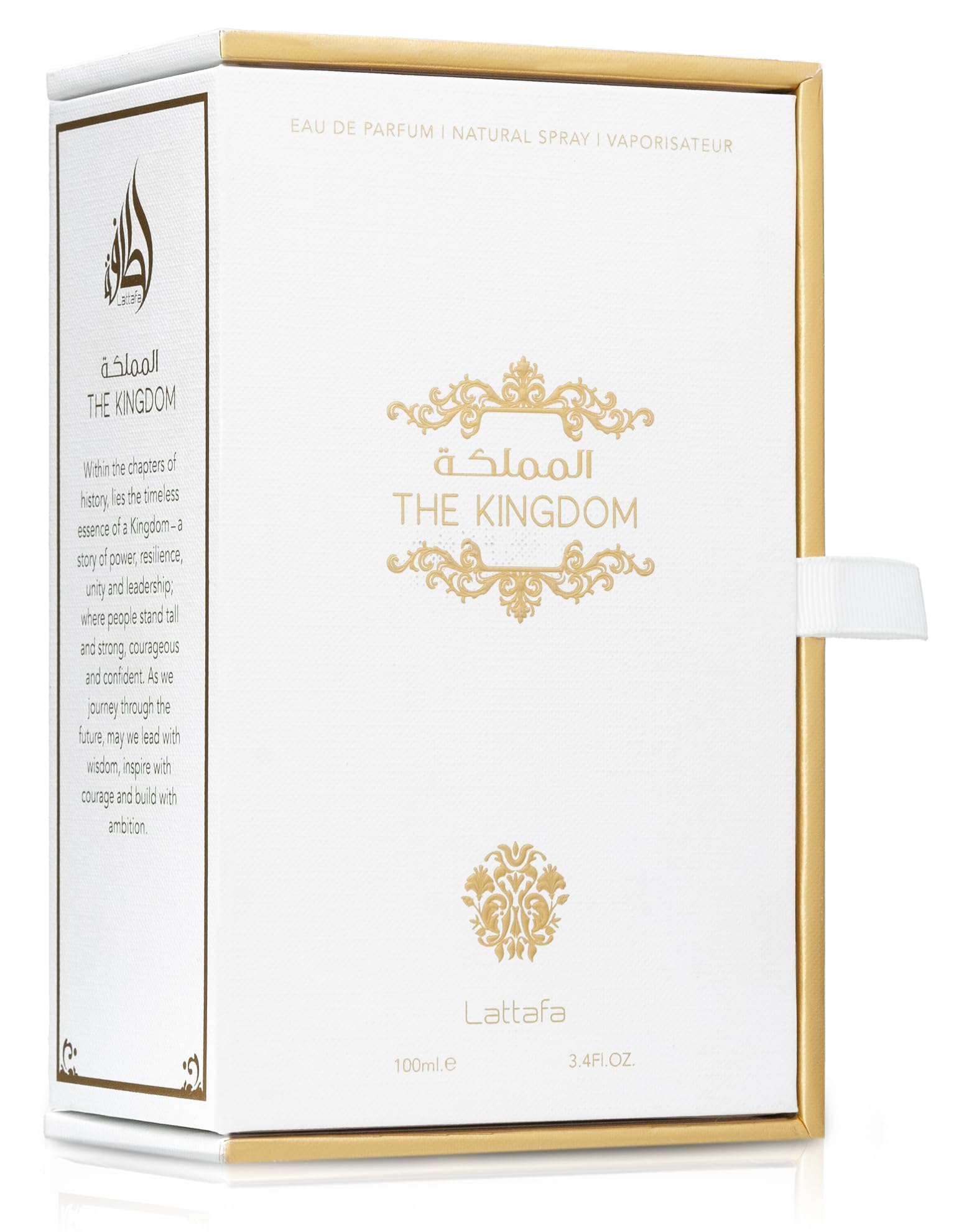 Luxury gold bottle of Lattafa The Kingdom Eau De Parfum