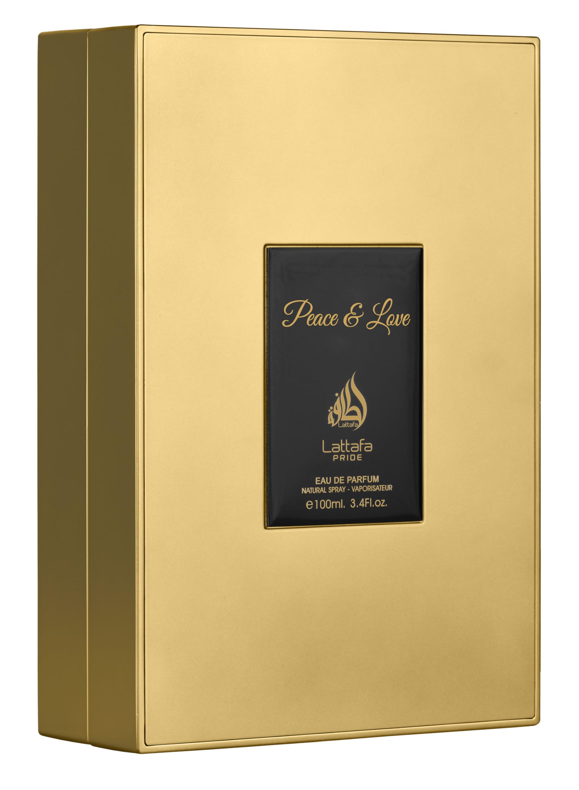 Close up of the spray nozzle on the authentic USA imported Lattafa Peace and Love unisex fragrance packaging.