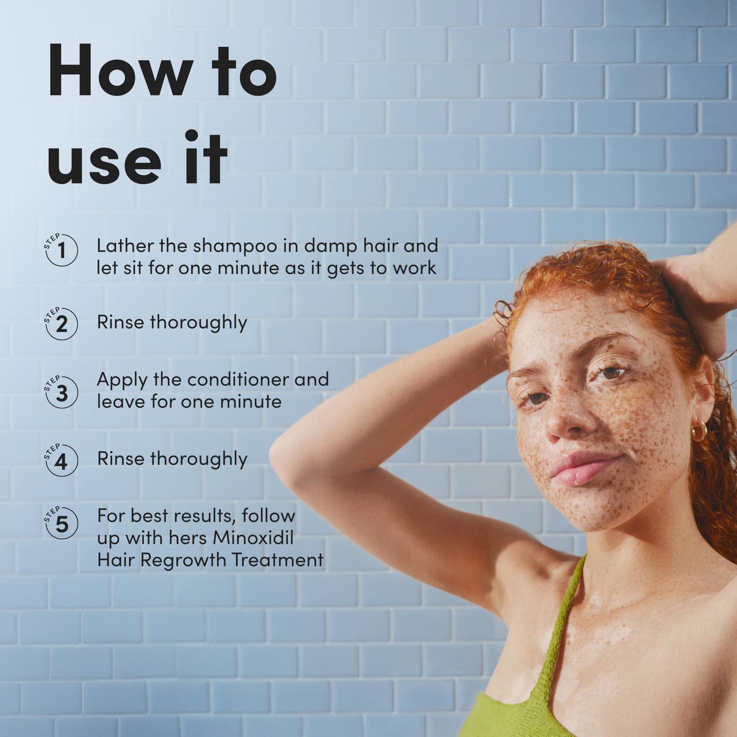 Hers hair care set for women showing bottle size