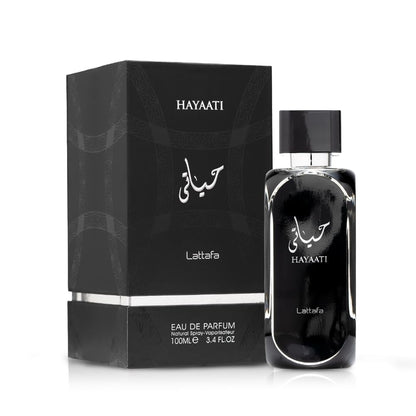 Lattafa Hayaati long lasting men perfume imported packaging side profile
