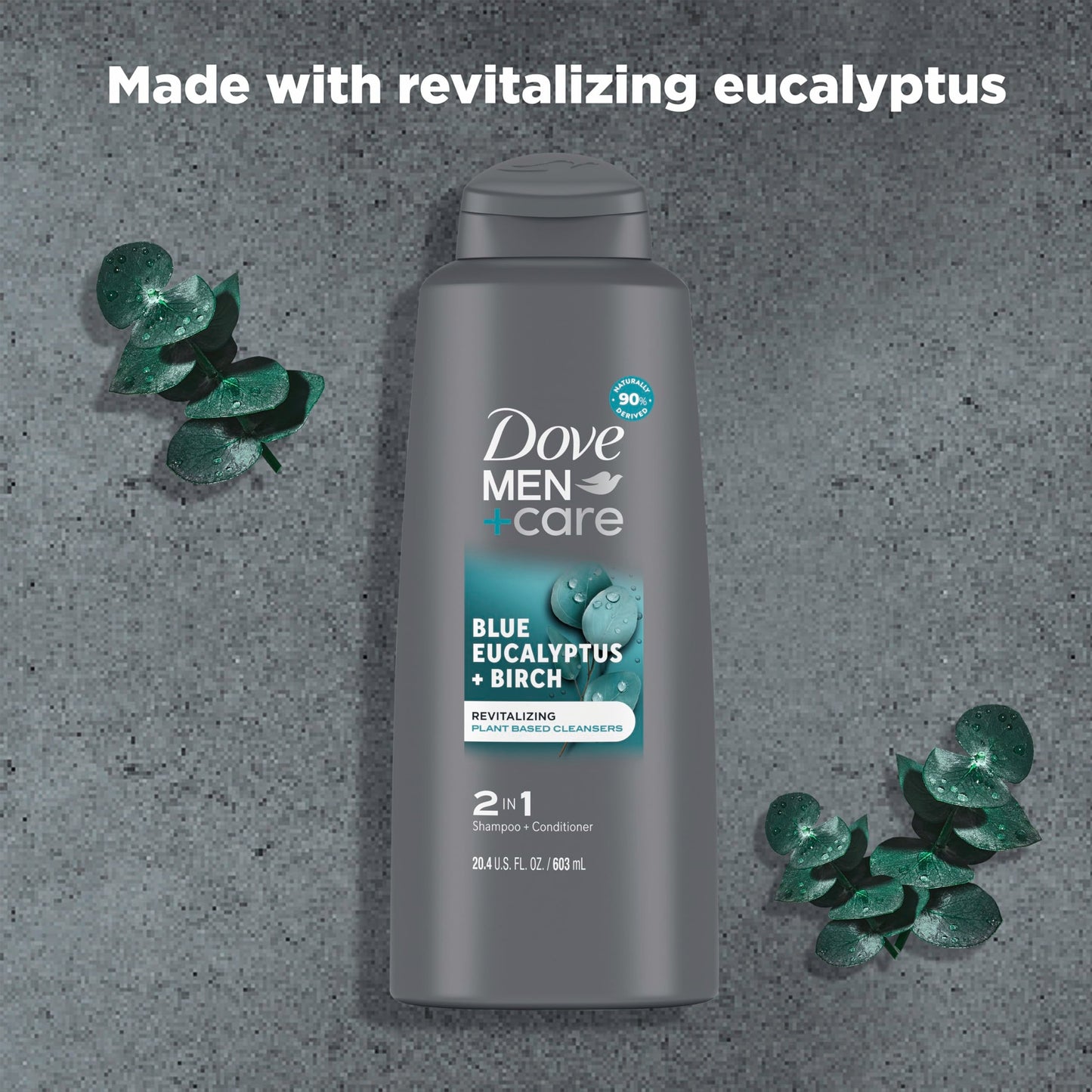 Side profile of Dove Men Plus Care 20.4 fluid ounce bottle