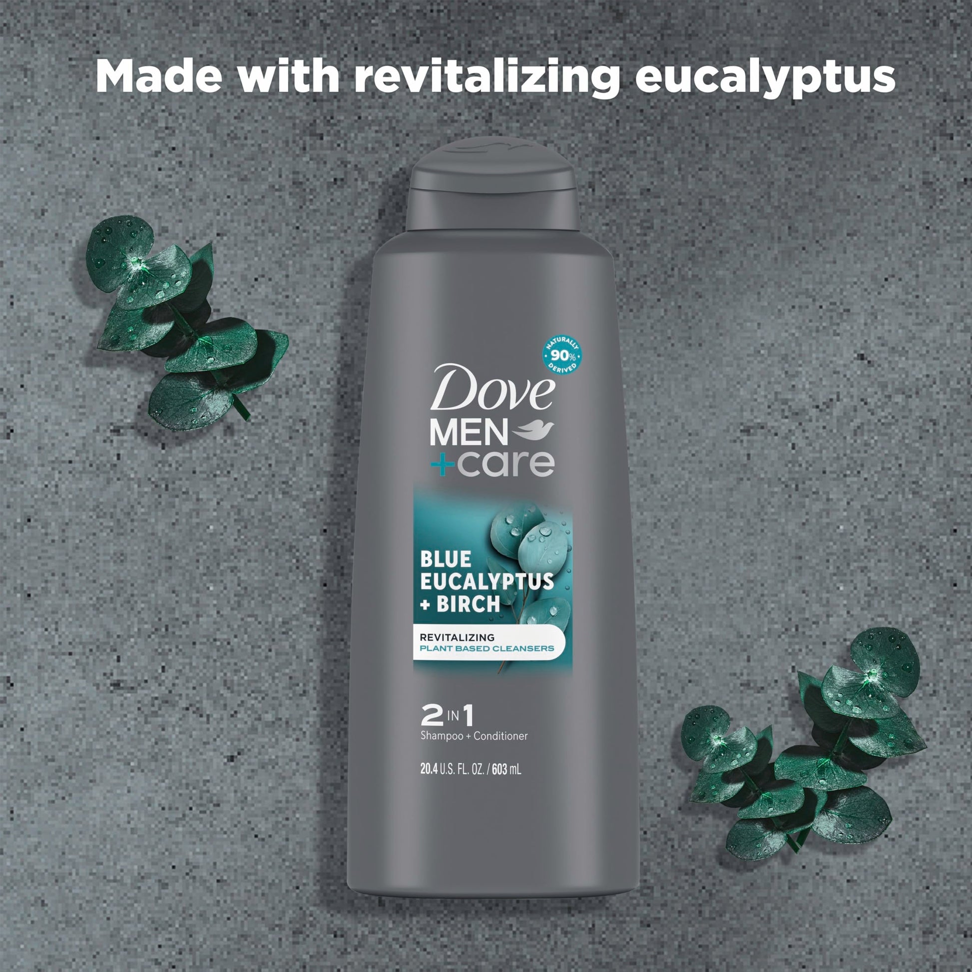 Side profile of Dove Men Plus Care 20.4 fluid ounce bottle