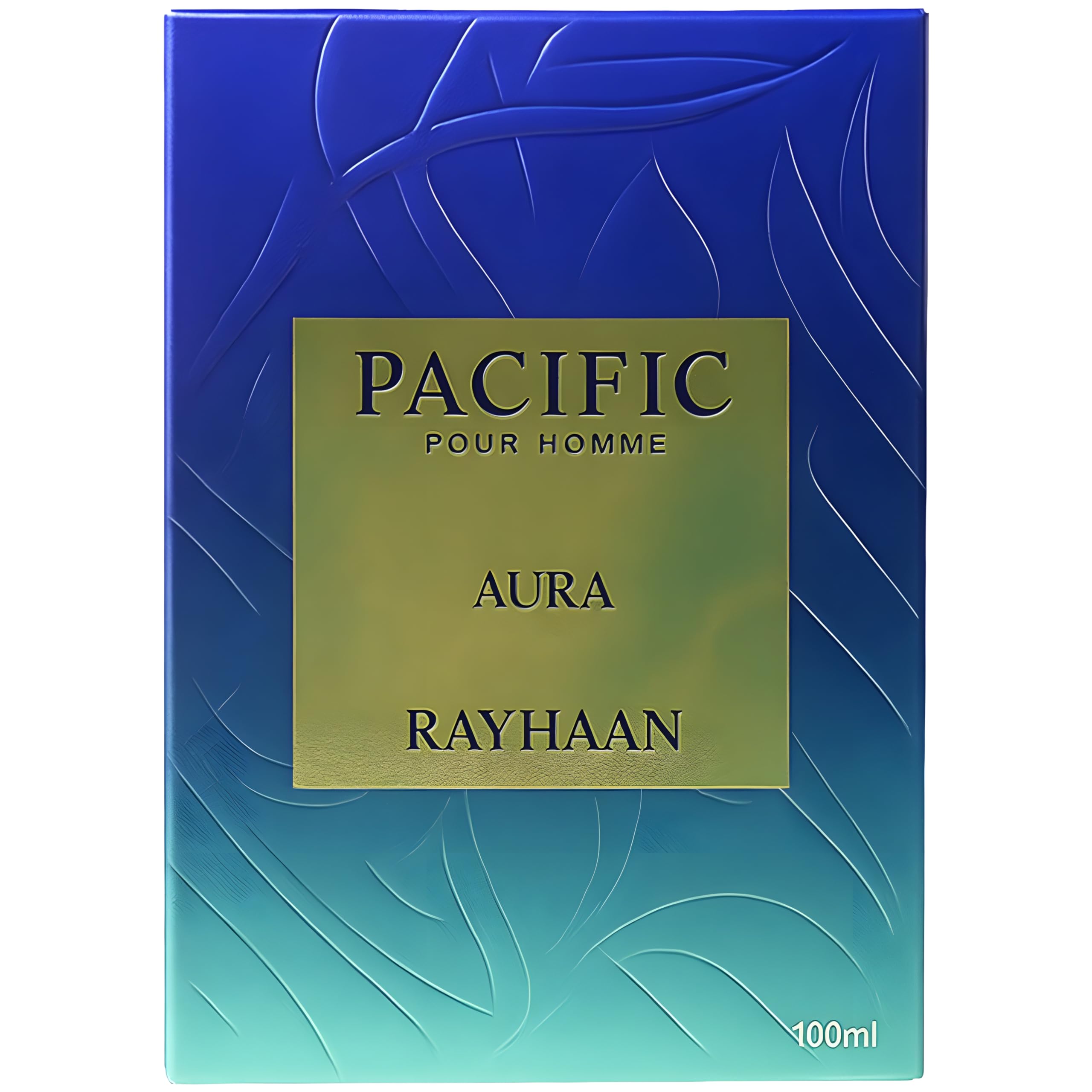 Rayhaan Pacific Aura Eau de Parfum for men standing upright against a clean background