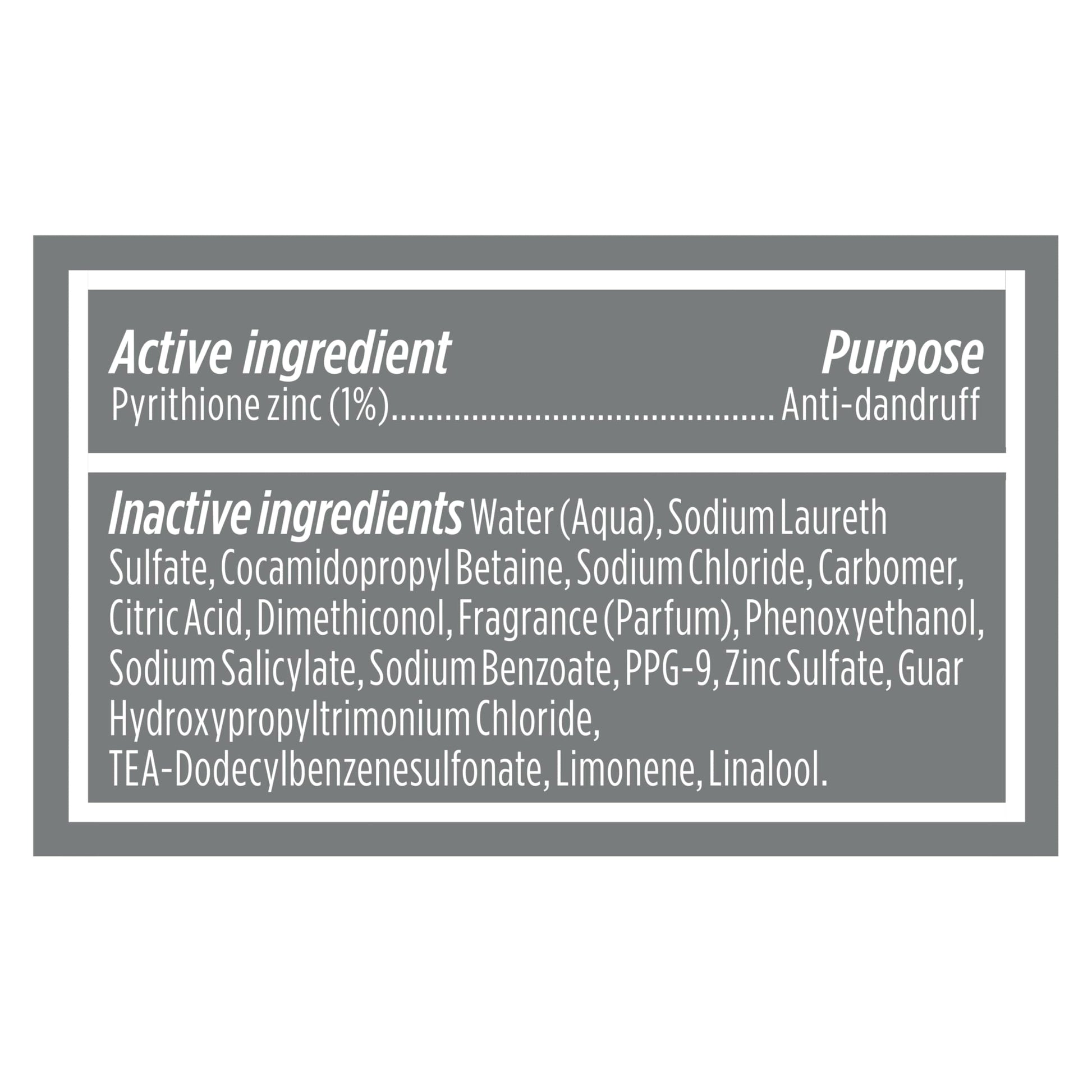 Ingredient list label on Dove Men Plus Care bottle