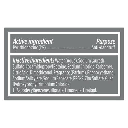 Ingredient list label on Dove Men Plus Care bottle