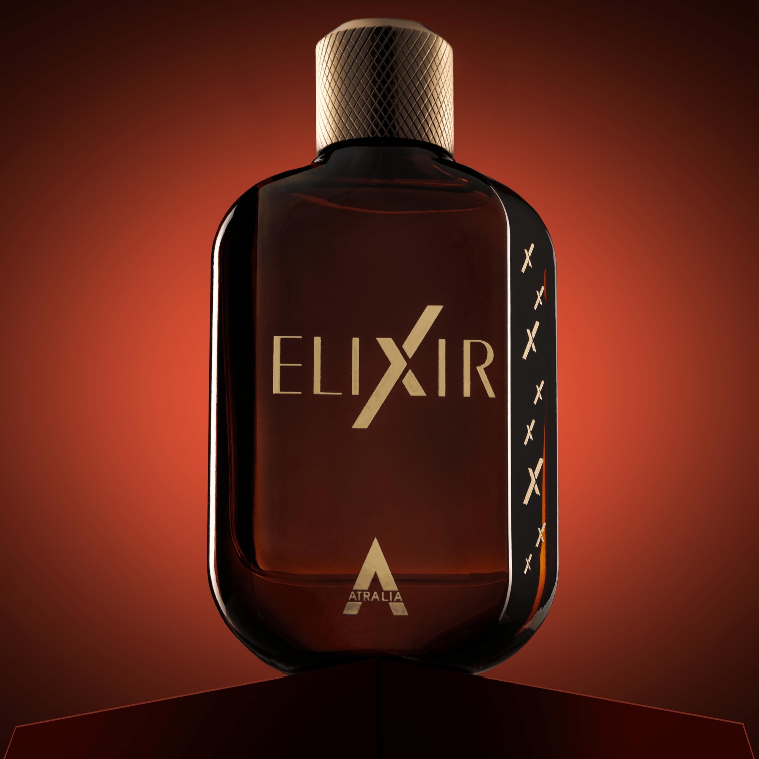 Atralia Elixir 3.4 fluid ounce brown glass bottle with checkered cap packaging