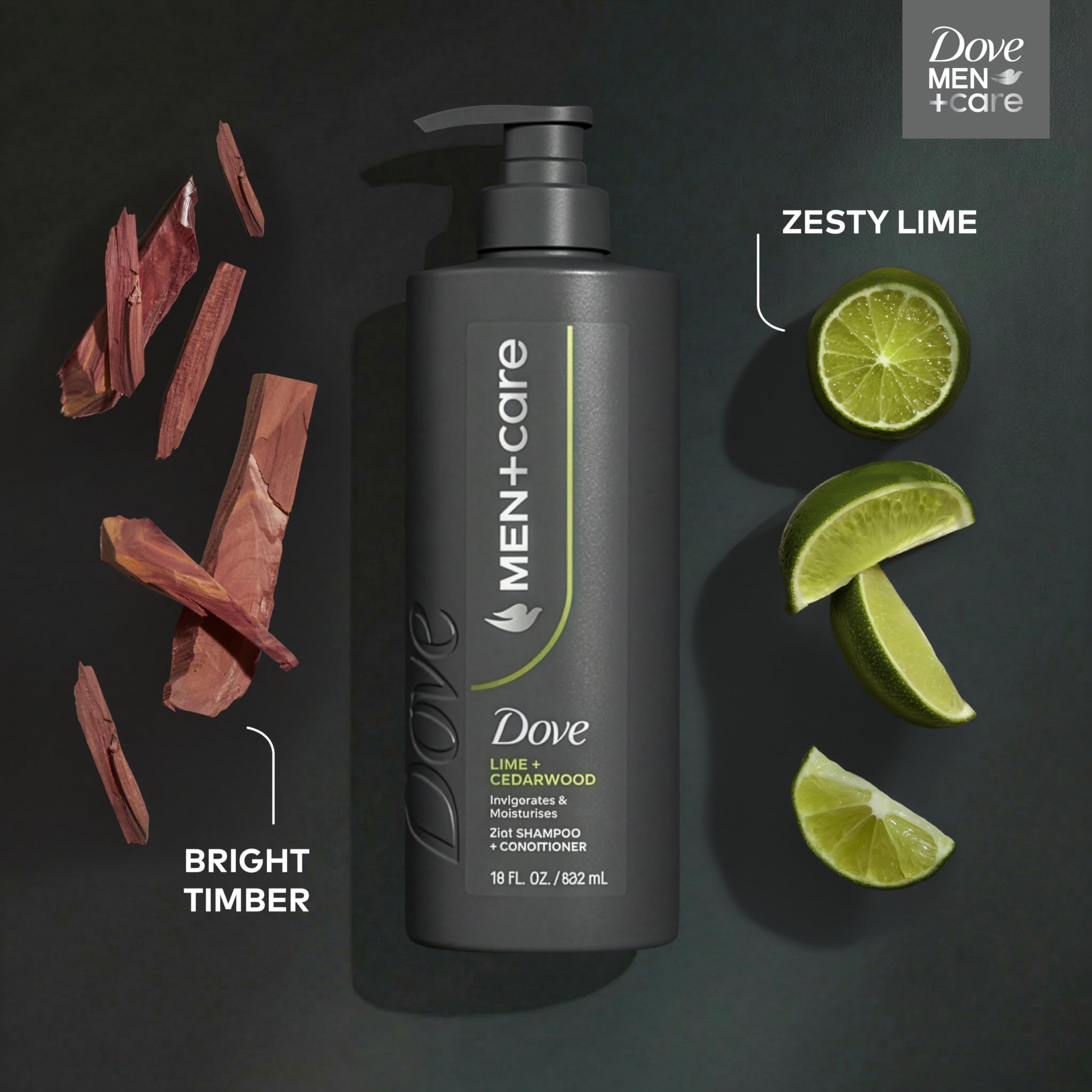 Dove Men Plus Care 18 Fluid Ounces bottle packaging