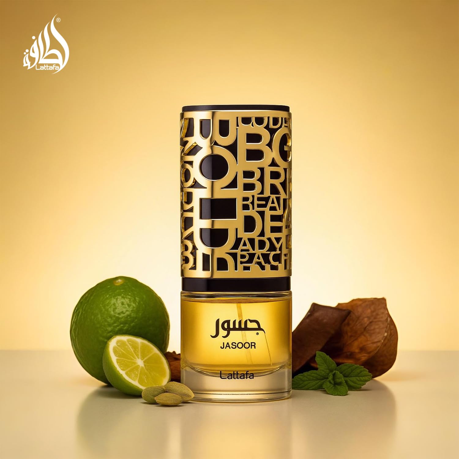 Lattafa Jasoor long lasting men and women fragrance bottle on flat surface