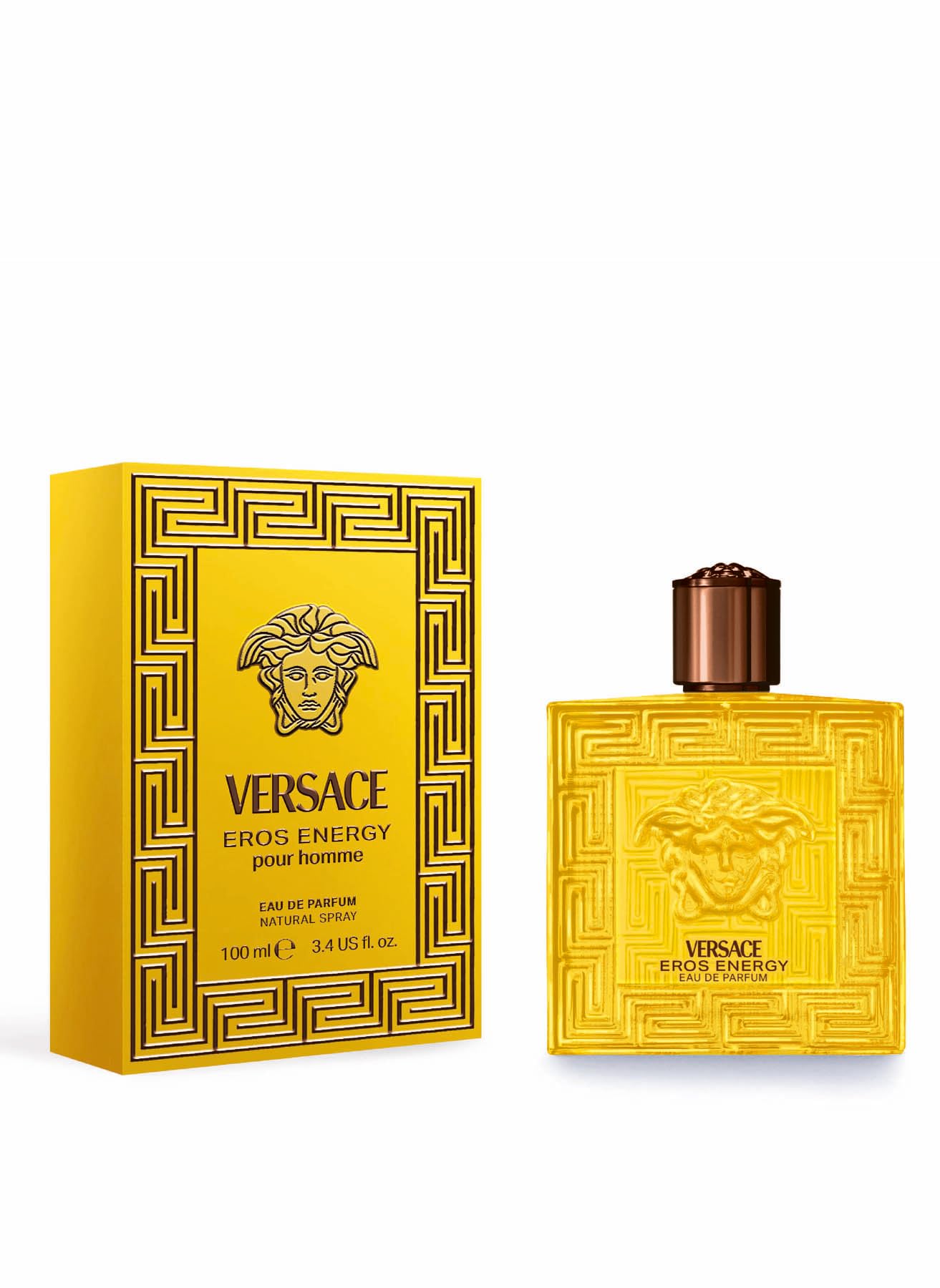 Authentic USA imported Versace Eros Energy luxury men perfume spray packaging display.