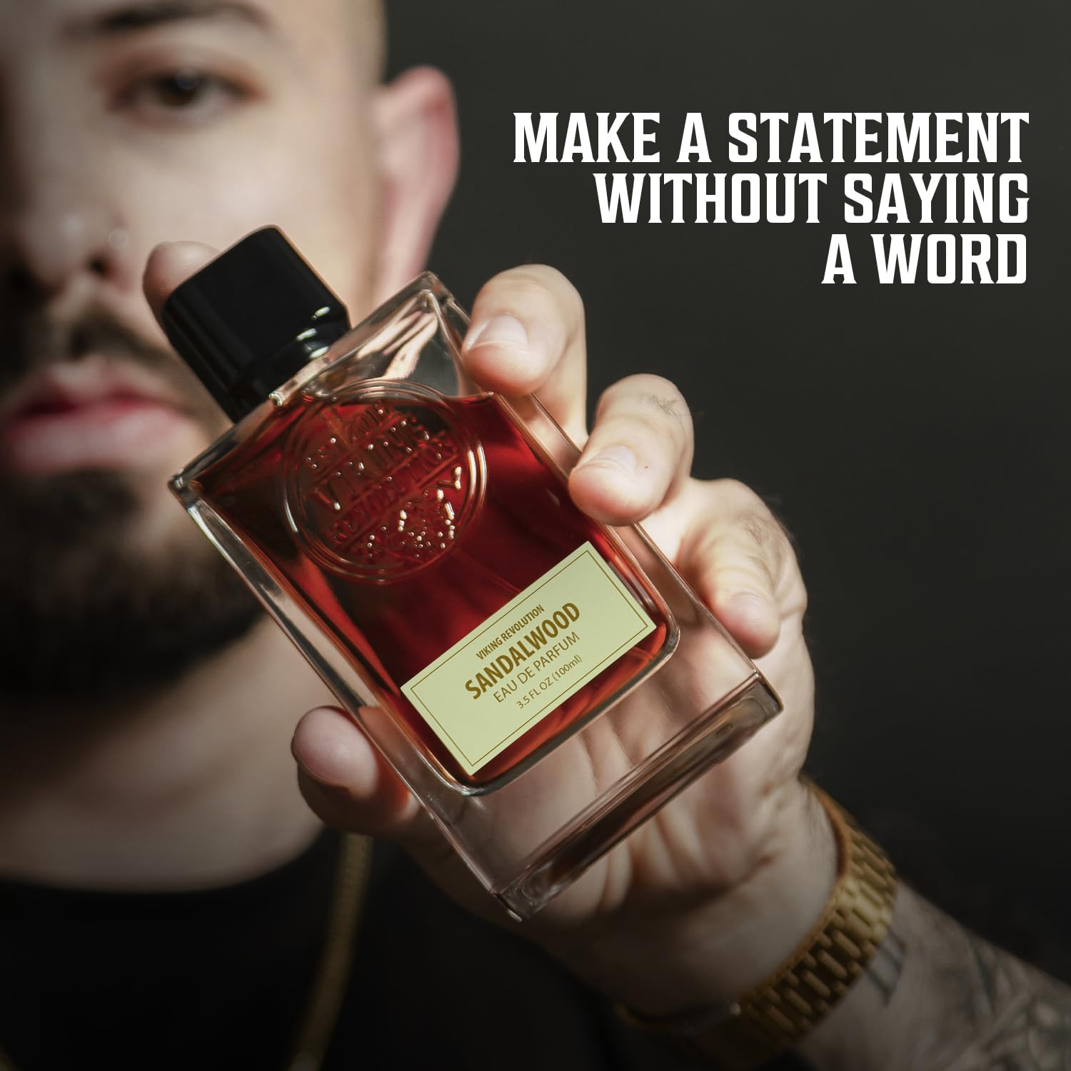 Viking Revolution long lasting men's cologne spray bottle showing authentic imported grooming product details
