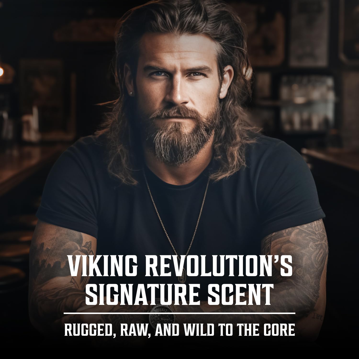 Viking Revolution Sandalwood Eau de Parfum bottle angle view emphasizing luxury imported men's gifts