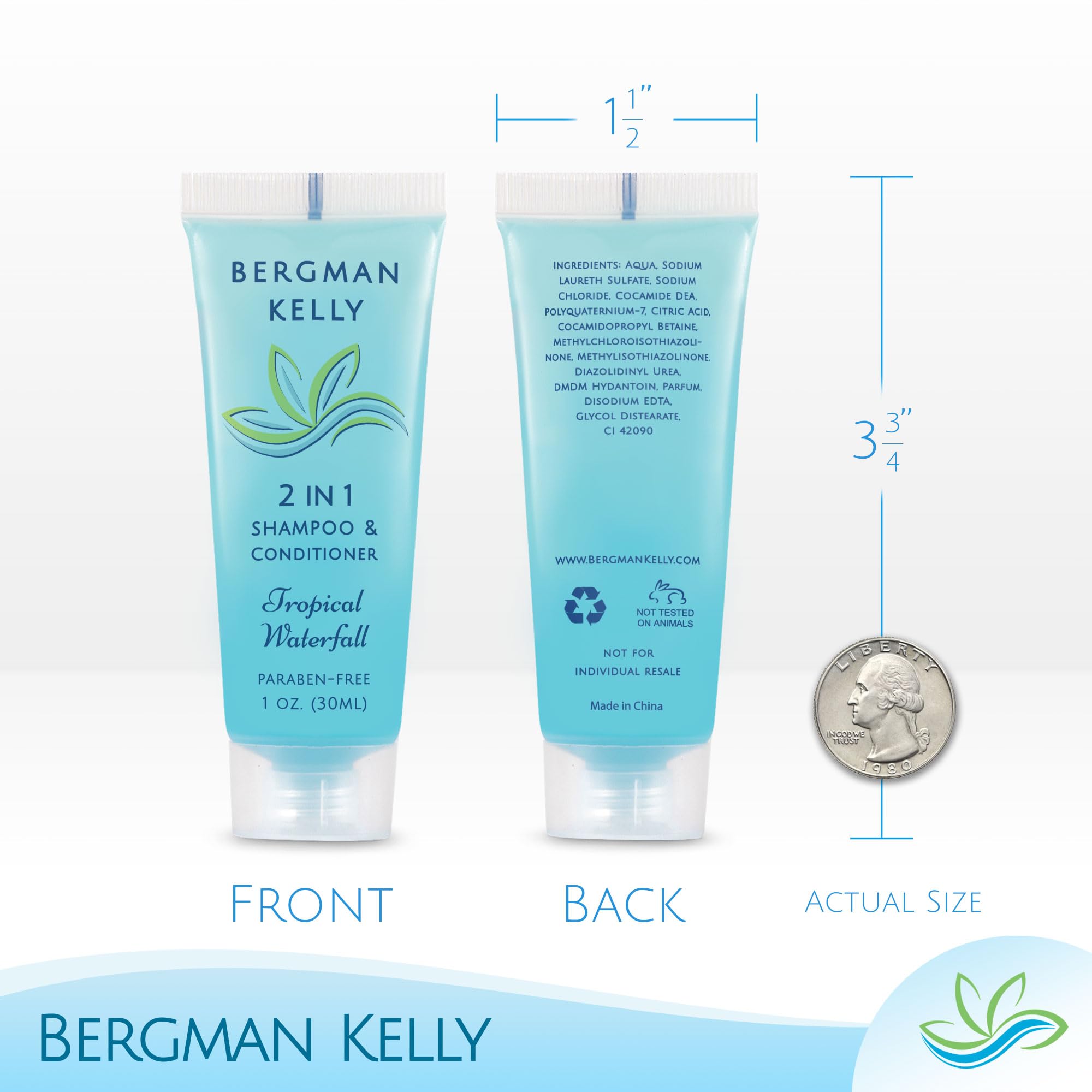 Bulk 100 pack of Bergman Kelly travel shampoo and conditioner