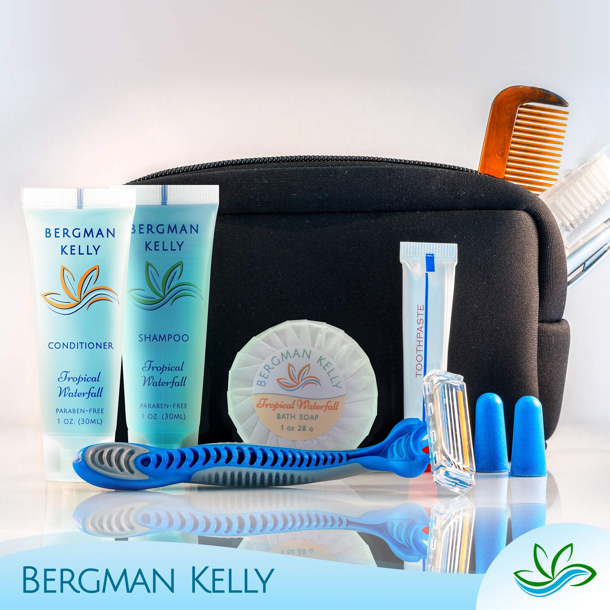 Grouped Bergman Kelly shampoo and conditioner tubes