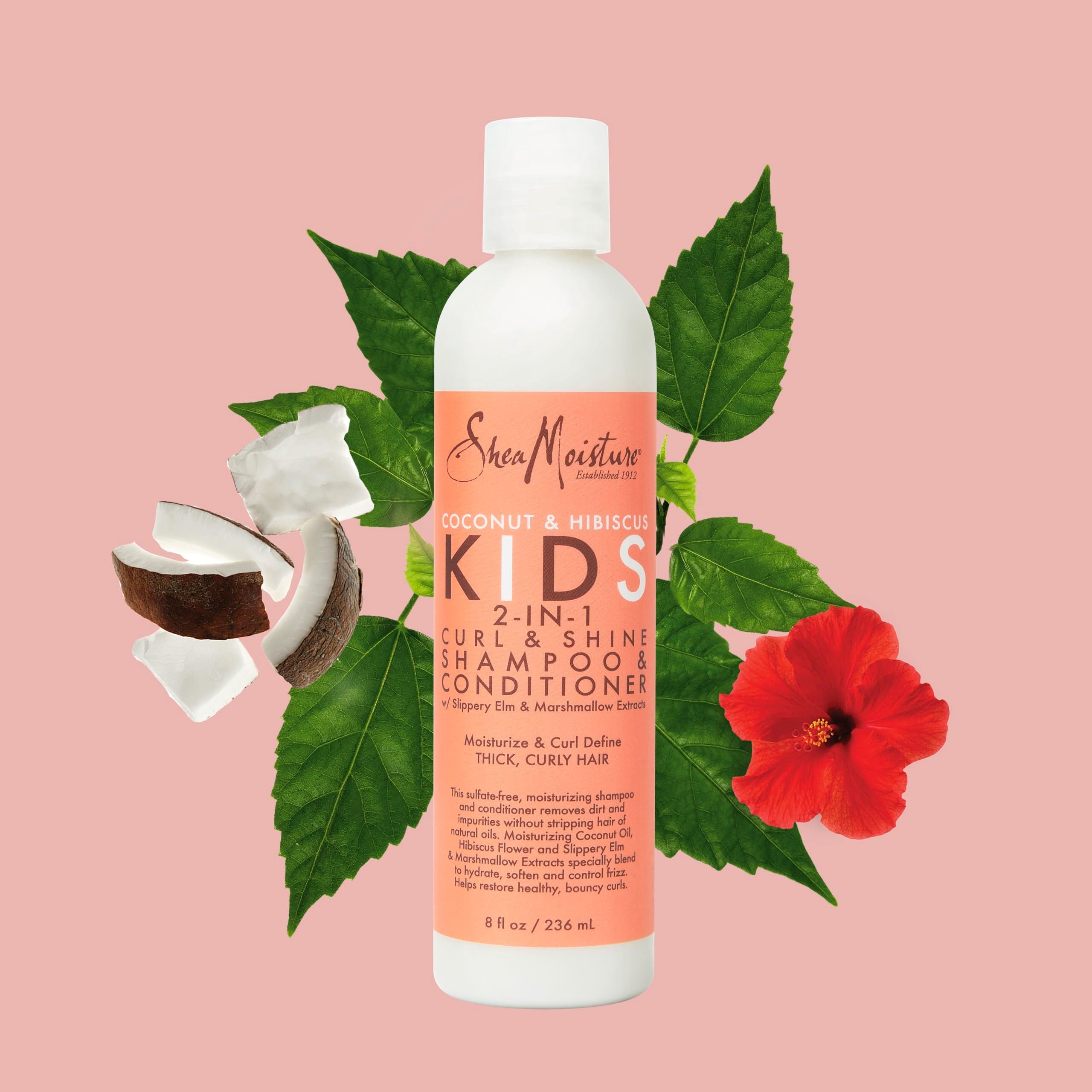 Back label of Shea Moisture Kids shampoo showing ingredients