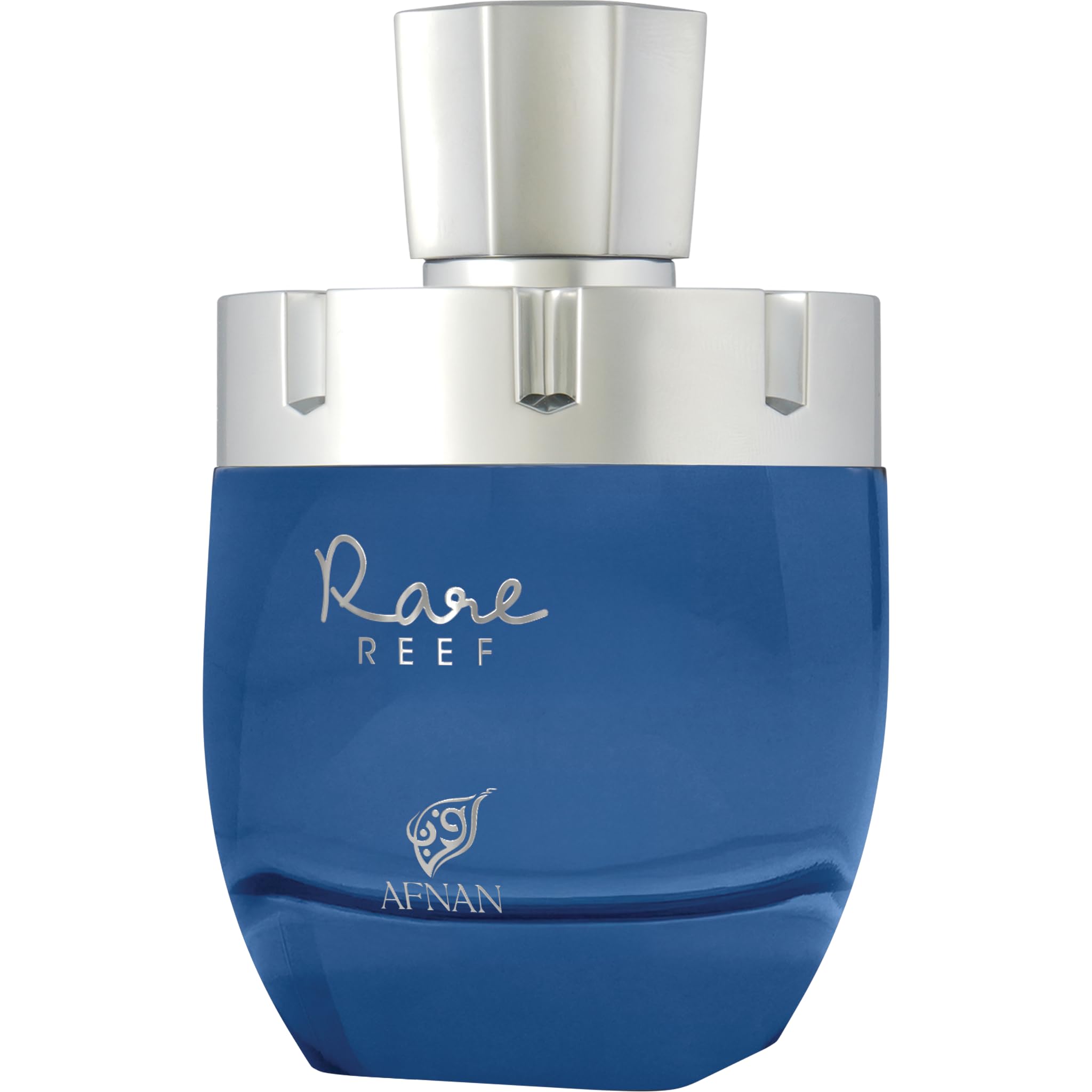 Afnan Rare Reef 3.4 Fluid Ounce luxury unisex perfume bottle displaying the gold cap